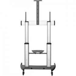 Startech.Com Mobile TV Stand - Heavy Duty TV Cart for 60-100in Display (100kg/220lb) - Height Adjustable Rolling Flat Screen Floor Standing on Wheels - Universal Television Mount w/Shelves (STNDMTV100)