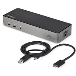 Startech.Com USB-C & USB-A Dock - Hybrid Universal Triple Monitor Laptop Docking Station w/ DisplayPort & HDMI 4K 60Hz - 85W Power Delivery 6x USB Hub GbE Audio - USB 3.1 Gen 2 10Gbps (DK31C3HDPD)