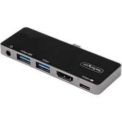 Startech.Com USB C Multiport Adapter - USB-C to 4K 60Hz HDMI 2.0 100W Power Delivery Pass-Through Charging 3-Port USB 3.0 Hub Audio - USB-C Mini Dock - Portable USB Type-C Travel Dock DKT30ICHPD