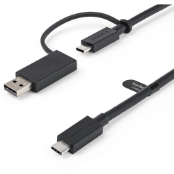 Startech.Com 1m (3ft) USB-C Cable with USB-A Adapter Dongle - Hybrid 2-in-1 USB C Cable w/ USB-A - USB-C to USB-C (10Gbps/100W PD) USB-A to USB-C (5Gbps) - Ideal for Hybrid Docking Station (USBCCADP)