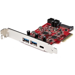 StarTech.com USB Adapter - PCI Express x4 - Plug-in Card - Red - UASP Support - 5 Total USB Port(s) - PC, Linux, Mac PEXUSB312A1C1H