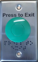 SECOR GREEN MUSHROOM PRESS TO EXIT BUTTON BRAILLE WRITING IP65 1YR WEL2220BRAILLE