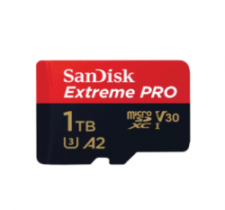 SanDisk Extreme Pro microSDXC, SQXCD 1TB, V30, U3, C10, A2, UHS-I, 200MB/s R, 140MB/s W, 4x6, SD adaptor, Lifetime Limited SDSQXCD-1T00-GN6MA