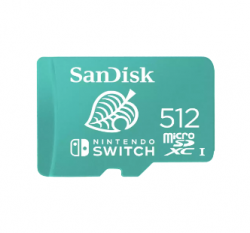 SanDisk and Nintendo Cobranded microSDXC, SQXAO, 512GB, U3, C10, UHS-1, 100MB/s R, 90MB/s W, 3x5, Lifetime Limited SDSQXAO-512G-GN3ZN