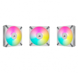 CORSAIR AF ELITE Series, AF120 RGB ELITE WHITE, 120mm Fluid Dynamic RGB Fan with AirGuide, Triple Pack with Lighting Node CORE XT CO-9050158-WW(AF120-RGB-E-WH3)