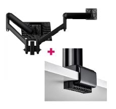 Atdec AWMS-2-ND13 Notebook-Monitor Combo Mount + 135mm Post / 9kg (20lb) Flat Screens, 6kg (13.5lb) Curved Screens + C Clamp Desk Fixing, Black AWMS-2-ND13-C-B