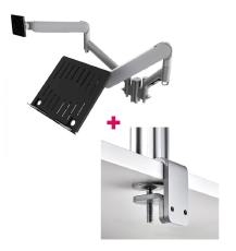 Atdec AWMS-2-ND13 Notebook-Monitor Combo Mount + 135mm Post / 9kg (20lb) Flat Screens, 6kg (13.5lb) Curved Screens + F Clamp Desk Fixing, Silver AWMS-2-ND13-F-S