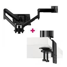 Atdec AWMS-2-ND13 Notebook-Monitor Combo Mount + 135mm Post / 9kg (20lb) Flat Screens, 6kg (13.5lb) Curved Screens + H-Duty F Clamp Desk Fixing, Black AWMS-2-ND13-H-B