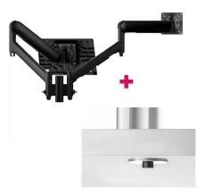 Atdec AWMS-2-ND13 Notebook-Monitor Combo Mount + 135mm Post / 9kg (20lb) Flat Screens, 6kg (13.5lb) Curved Screens + Bolt-Through Desk Fixing, Black AWMS-2-ND13-B-B