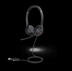 YEALINK WIRED (UH37) UC STEREO HEADSET,NOISE CANCELLING MIC,LEATHER, USB-C ,C TO A ADAPTOR UH37-DUAL-UC-USB-C/A