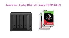 Synology Bundle - Synology 4 Bay DS923+ x 1 plus Seagate 4TB 3.5" Internal Iron Wolf  HDD ST4000VN006 x 4 DS923+ Bundle 1