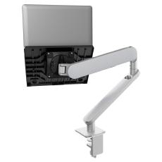 Atdec Ora High-Performance Dynamic Monitor Arm with Laptop Tray. Up to 18" laptops, Max Load 7kg, F-Clamp Desk Fixing. White AWS-N-ORA-F-W
