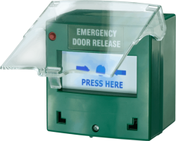 GIANNI EMERGENCY DOOR RELEASE RESETTABLE CALL POINT LED BACKLIT BUZZER GREEN 1YR CP-42GBZ-LB-ALM