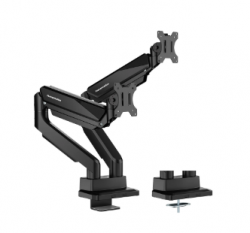HMM Dual Screen/Epic Gas Spring/HeavyDuty/Steel,Aluminum/Matte Black/17"-35"/1~15kg/VESA75x75,100x100/Tilt :+45~-45/Swivel+90~-90/Rotation:+180~-180 T9-2B
