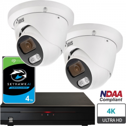 IDIS 8-CH NVR WITH 4TB HDD + 2 x 5MP 2.8MM LITE TURRET CA MERA KIT