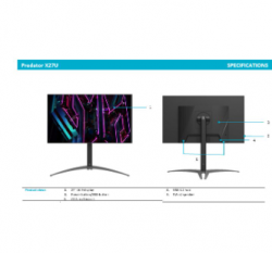 PREDATOR FSYNC,27" HDR10,16:9,OLED,WQHD(2560x1440),0.03ms,240Hz,HDMI(2.0)x2,DP(1.4)x1,Type-C(90wPD),USB 3.0x4,Tilt,Swiv,HAS,SPK(2x5W),VESA100x100,3YR X27U(UM.HXXSA.001-RY0)