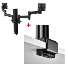 Atdec AWMS-2-4640 Dual 18.11" Monitor Arms on 15.75" Post and C Clamp Desk Fixing, Black AWMS-2-4640-C-B