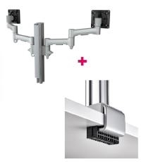 Atdec AWMS-2-4640 Dual 18.11" Monitor Arms on 15.75" Post and C Clamp Desk Fixing, Silver AWMS-2-4640-C-S