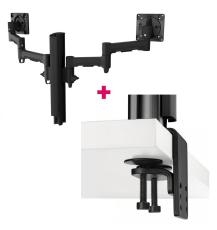 Atdec AWMS-2-4640 Dual 18.11" Monitor Arms on 15.75" Post and Heavy-Duty F Clamp Desk Fixing, Black AWMS-2-4640-H-B
