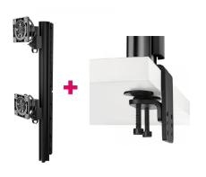 Atdec AWMS-2-LTHT75 Post Mounted Dual 49" Display Stand and Heavy-Duty F Clamp Desk Fixing, Black AWMS-2-LTH75-H-B