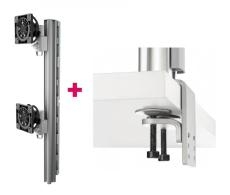 Atdec AWMS-2-LTHT75 Post Mounted Dual 49" Display Stand and Heavy-Duty F Clamp Desk Fixing, Silver AWMS-2-LTH75-H-S