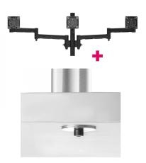 Atdec AWMS-3-13714 Triple 5.11" and 27.95" Monitor Arms on 15.75" Post and Bolt-Through Desk Fixing, Black AWMS-3-13714-B-B