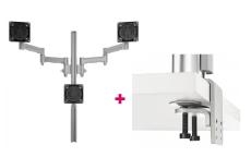 Atdec AWMS-3-TH467 Triple Monitor "Stack" Desk Mount and Heavy-Duty F Clamp Desk Fixing, Silver AWMS-3-TH467-H-S