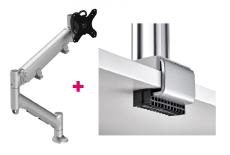 Atdec AWMS-HXB Heavy Duty 23.5" Dynamic Monitor Arm and C Clamp Desk Fixing, Silver AWMS-HXB-C-S