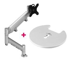 Atdec AWMS-HXB Heavy Duty 23.5" Dynamic Monitor Arm and Grommet Clamp Desk Fixing, Silver AWMS-HXB-G-S