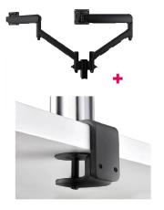 Atdec AWMS-2-D13 Dual 690mm Dynamic Monitor Arms + 135mm Post / 8kg (17.6lb) Flat and Curved Screens + F Clamp Desk Fixing, Black AWMS-2-D13-F-B