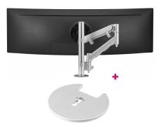 Atdec AWMS-HX40 597mm Dynamic Arm + 400mm Post / 6-14kg (13lb-31lb) Flat Screen, 6-12kg (13lb-26.5lb) Curved Screen + Grommet Clamp DeskFixing, Silver AWMS-HX40-G-S