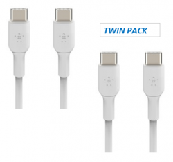 BELKIN 1M USB-C TO USB-C CHARGE/SYNC CABLE, WHITE, 2 YRS, 2-PACK CAB003BT1MWH2PK