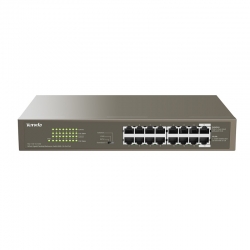 Tenda TEG1116P-16-150W POE SWITCH: 16-Port Gigabit Ethernet Switch with 16-Port PoE+ (Total: 135W)