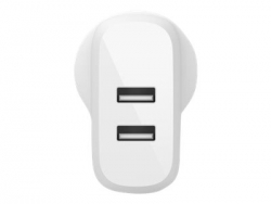 BELKIN 2 PORT WALL CHARGER, 12W, USB-A (2), BOOST CHARGE, WHITE, INCLUDE USB-A TO MICRO US WCE002AU1MWH