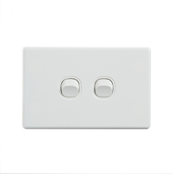 4C | Elegant Wall Switch 2 Gang 250V 16A - Horizontal 040.0.0084
