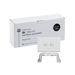 4C | Elegant Wall Switch 2 Gang 250V 16A - Horizontal - 10 Pack with 10 FREE C-Clips 040.0.0084.10PACK