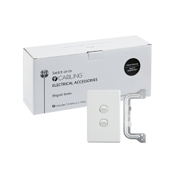4C | Elegant Wall Switch 2 Gang 250V 16A - Vertical - 10 Pack with 10 FREE C-Clips 040.0.0085.10PACK