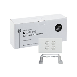 4C | Elegant Wall Switch 4 Gang 250V 16A - Horizontal - 10 Pack with 10 FREE C-Clips 040.0.0088.10PACK