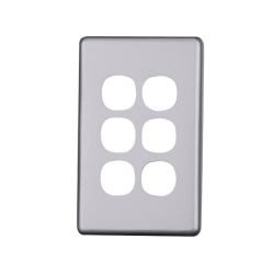 4C | Elegant 6 Gang Aluminium Plate - Silver Matte 040.0.0107