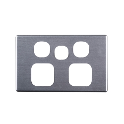 4C | Elegant Double GPO Extra Switch Aluminium Plate - Silver Matte 040.0.0111