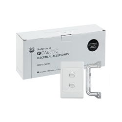 4C | Ultima 2 Gang Switch 250V 16AX - Vertical - 10 Pack with 10 FREE C-Clips 040.000.0062.10PACK