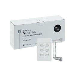 4C | Ultima 6 Gang Switch 250V 16AX - Vertical - 10 Pack with 10 FREE C-Clips 040.000.0066.10PACK