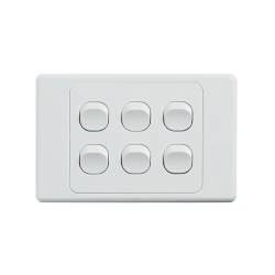 4C | Ultima 6 Gang Switch 250V 16AX - Horizontal 040.000.0072