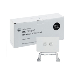 4C | Classic 2 Gang Switch 250V 16AX - Horizontal - 10 Pack with 10 FREE C-Clips 040.000.0290.10PACK
