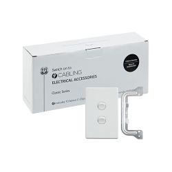 4C | Classic 2 Gang Switch 250V 16AX - Vertical - 10 Pack with 10 FREE C-Clips 040.000.0296.10PACK