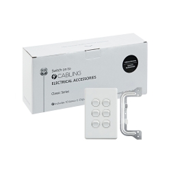 4C | Classic 6 Gang Switch 250V 16AX - Vertical - 10 Pack with 10 FREE C-Clips 040.000.0300.10PACK