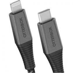 OtterBox Premium Pro 2 m Lightning/USB-C Data Transfer Cable for iPhone, iPad - First End: 1 x Lightning - Male - Second End: 1 x USB Type C - Male - 480 Mbit/s - MFI - Black 78-80890
