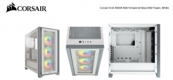 Corsair iCUE 4000X RGB Tempered Glass Mid-Tower ATX Case — White (CC-9011205-WW)
