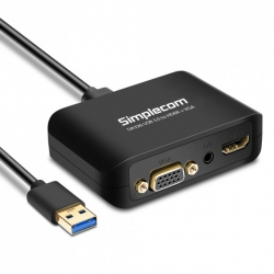 Simplecom DA326 USB 3.0 to HDMI + VGA Video Adapter with 3.5mm Audio Full HD 1080p (DA326)