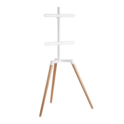 Brateck Pastel Easel Studio TV Floor Tripod Stand For Most 50''-65'' Flat Panel TVs -- Matte White & Beech (FS19-44F-01)